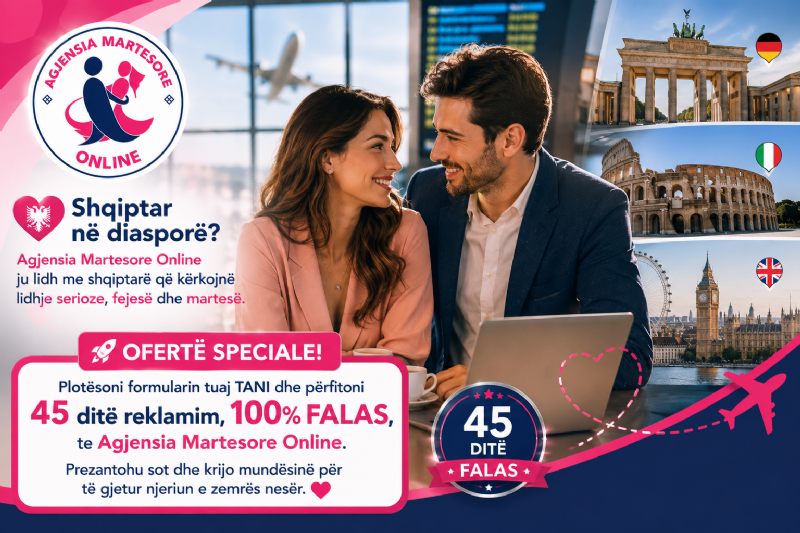 Shqiptar në diasporë? Agjensia Martesore Online ju lidh me shqiptarë që kërkojnë lidhje serioze, fejesë dhe martesë.
